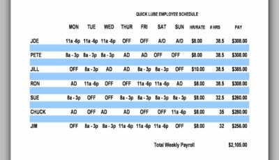 Sample Employee Schedule 01