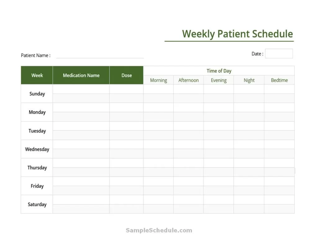 Weekly Patient Schedule Template