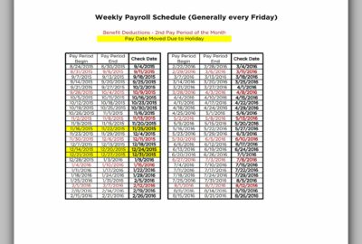 Weekly Payroll Schedule Template