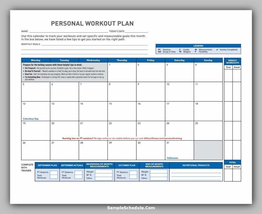 Workout Schedule Template 04