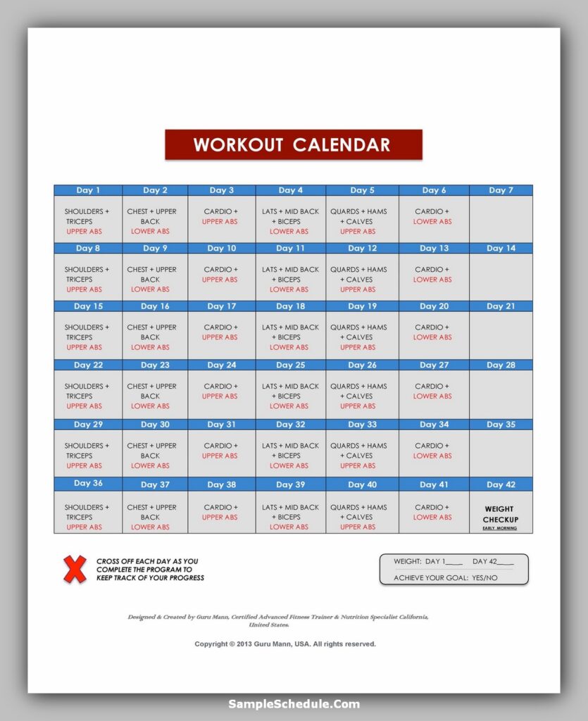 Workout Schedule Template 07