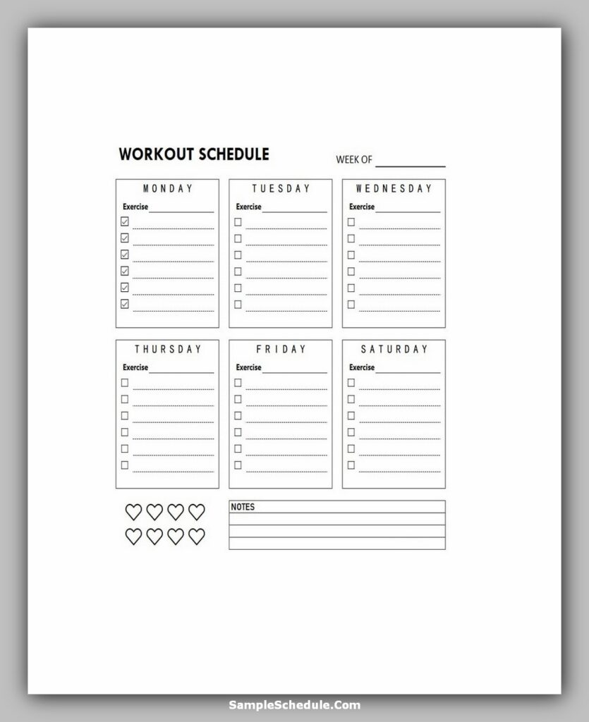 Workout Schedule Template 08