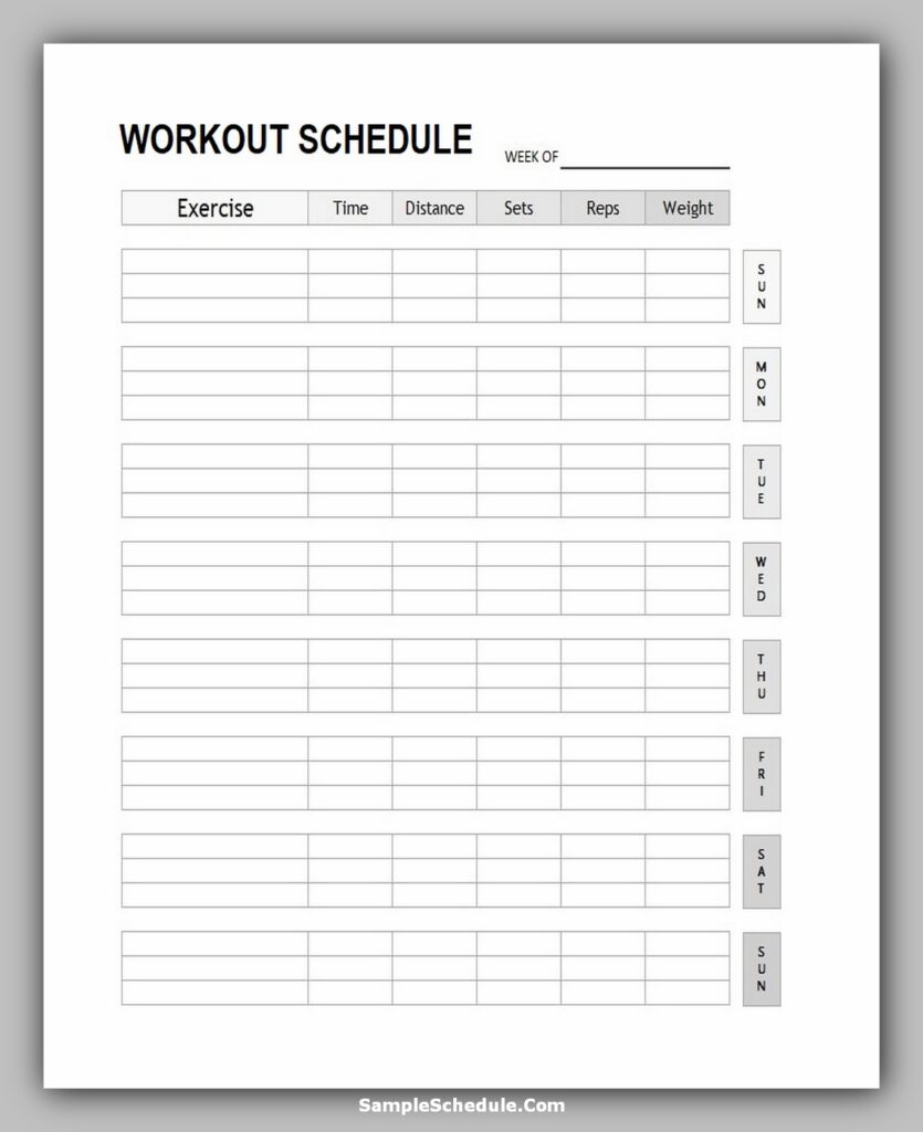 Workout Schedule Template 11