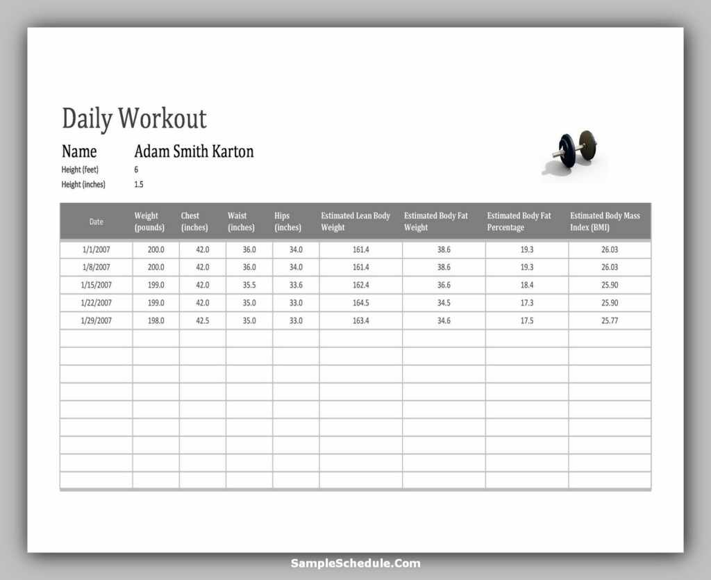 Workout Schedule Template 15