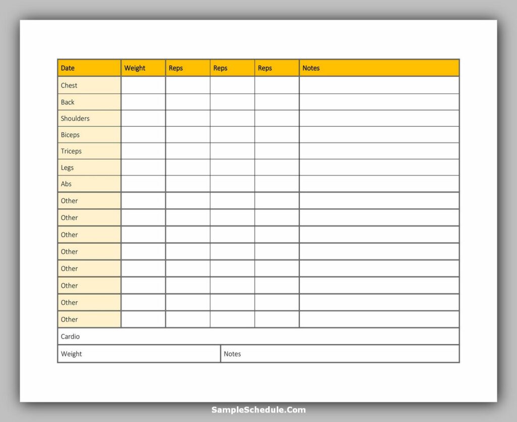 Workout Schedule Template 19
