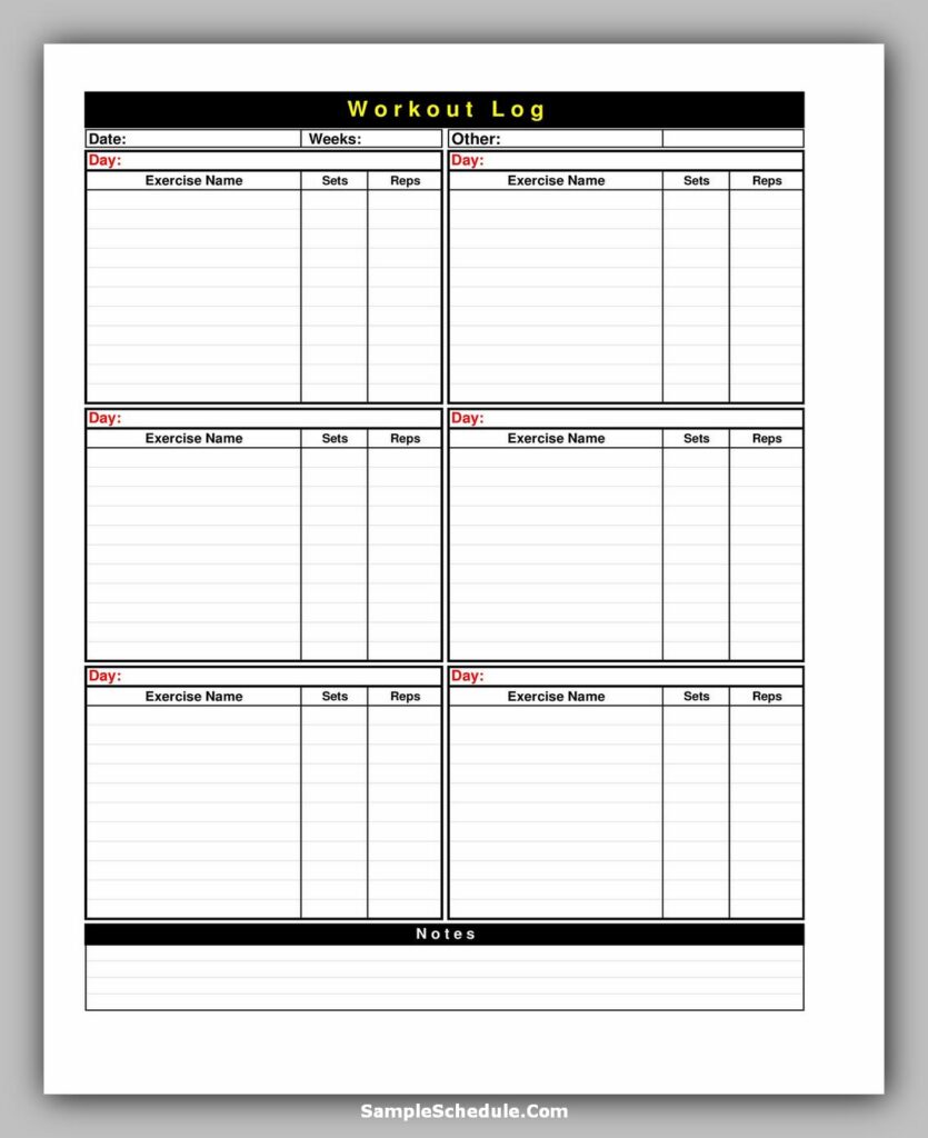 Workout Schedule Template 20