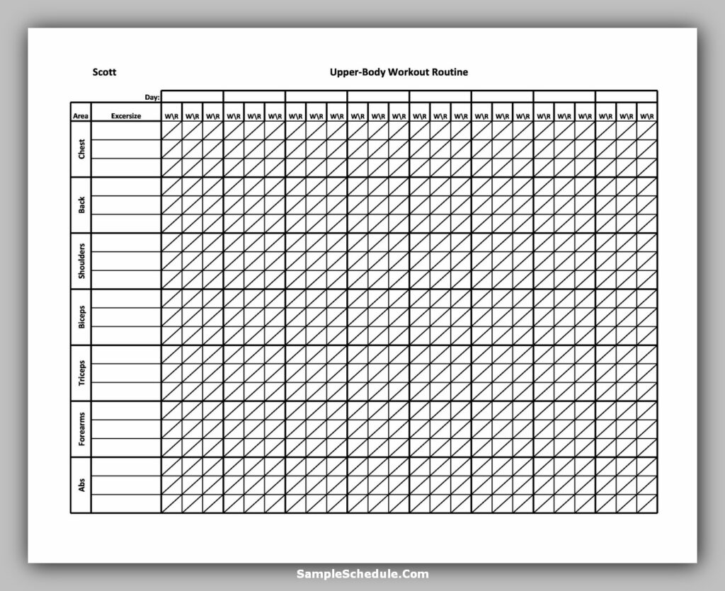 Workout Schedule Template 21