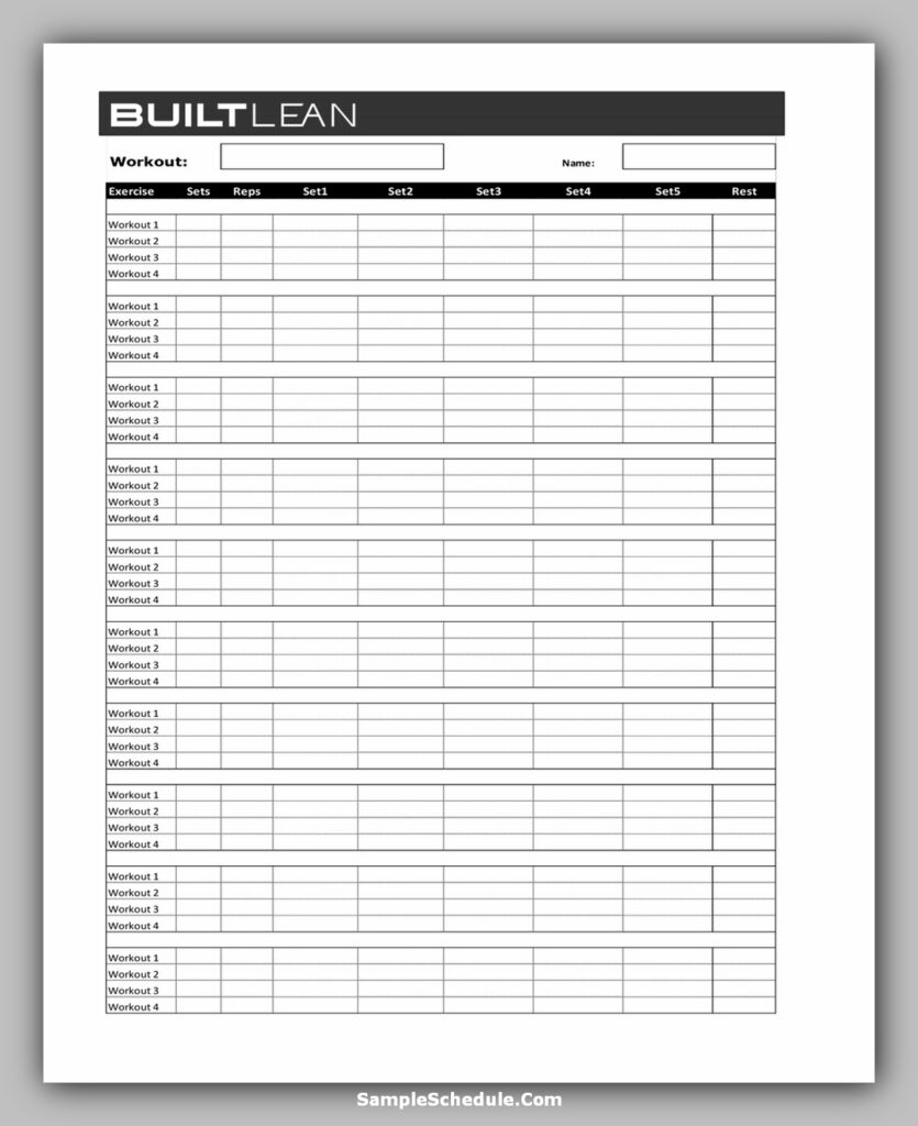 Workout Schedule Template 24