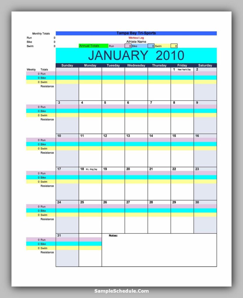 Workout Schedule Template 28