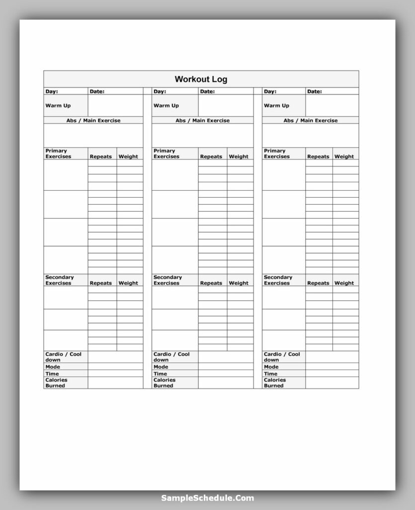 Workout Schedule Template 31