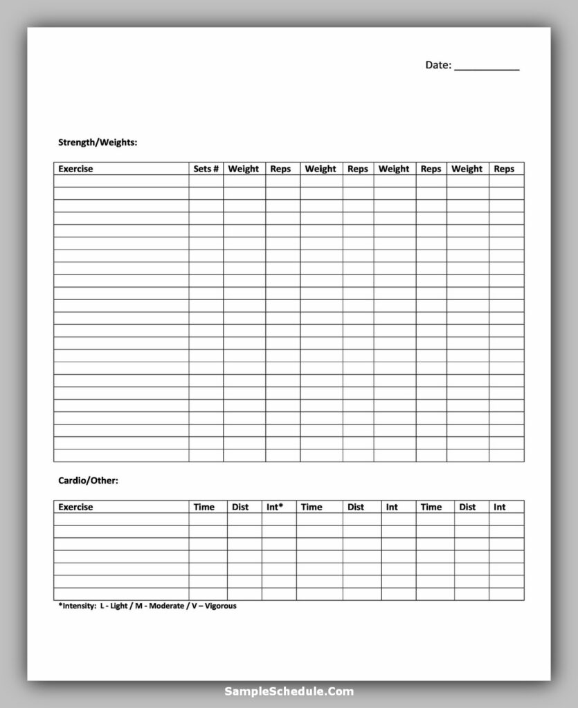 Workout Schedule Template 32