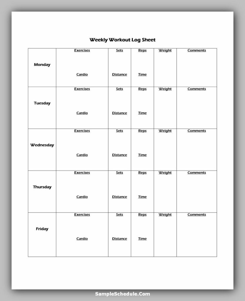 Workout Schedule Template 34