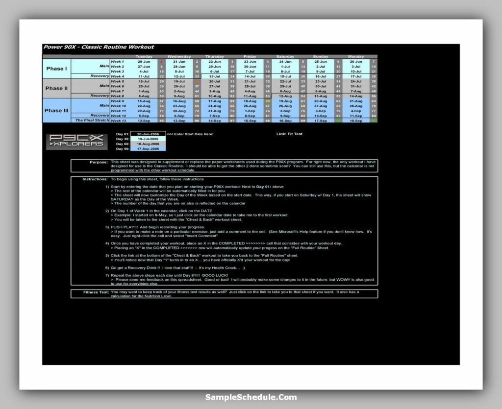 Workout Schedule Template 40