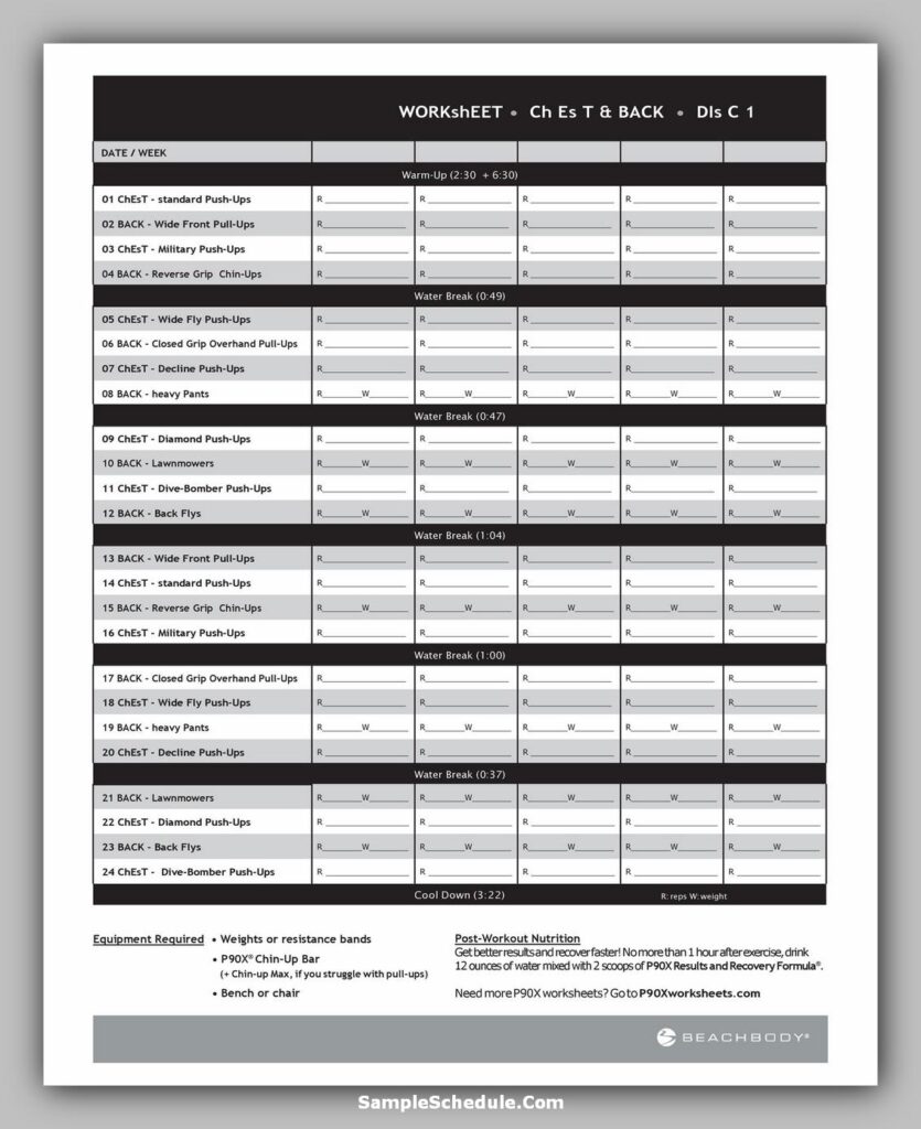 Workout Schedule Template 41