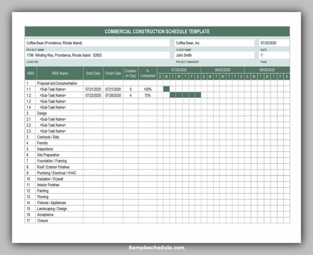 Commercial Construction Schedule Template 01