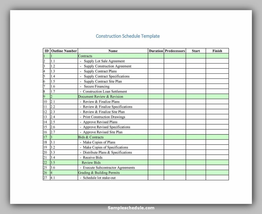 construction work schedule template 08