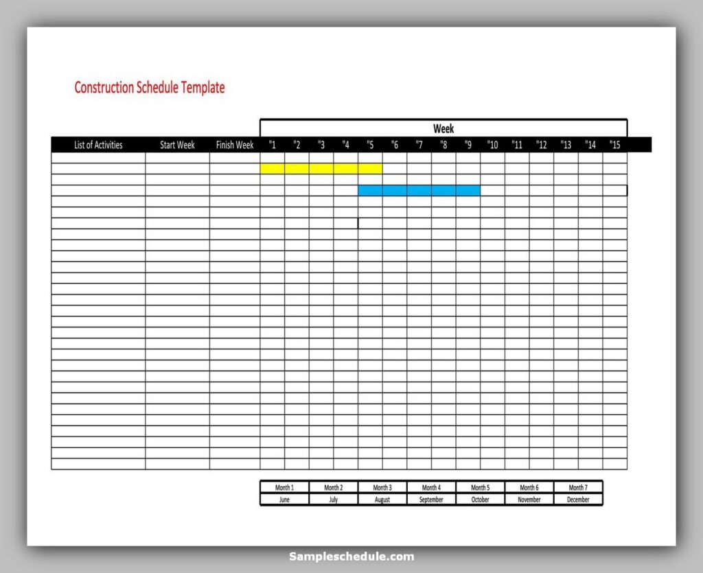 construction work schedule template 10