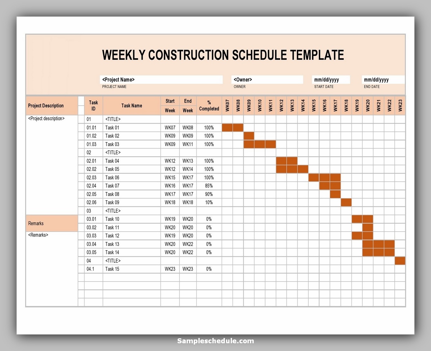 18 Construction Work Schedule Template