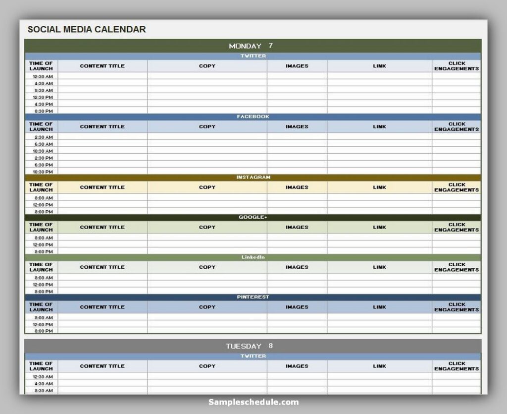 free social media schedule template 01