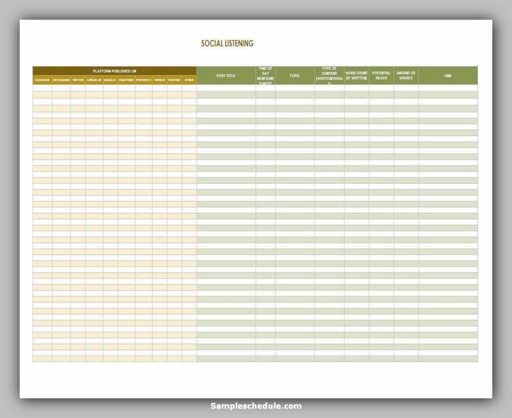 free social media schedule template - social media listening