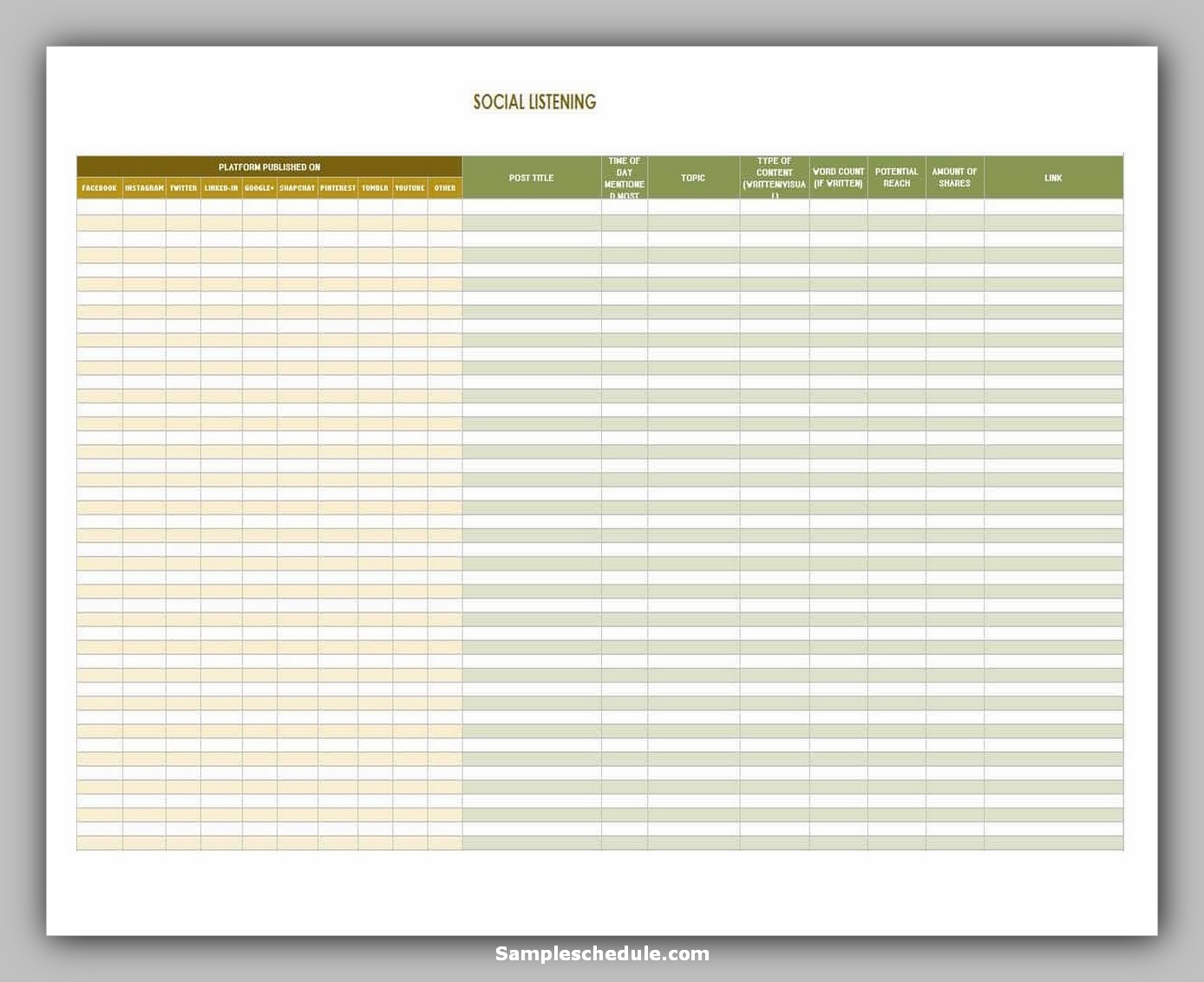 10 Social Media Schedule Template