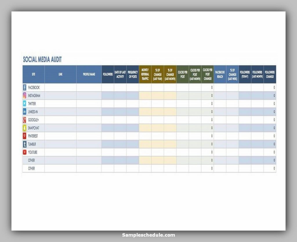 free social media schedule template - social media audit