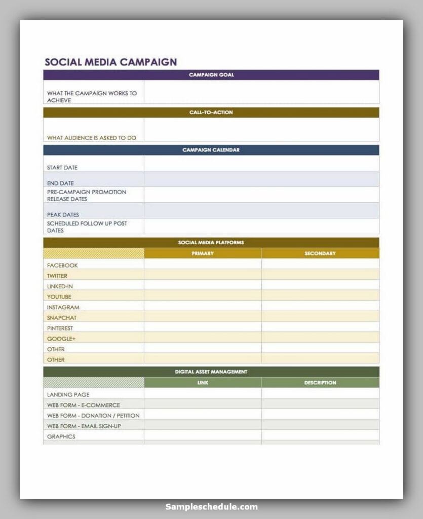 free social media schedule template - social media campaign