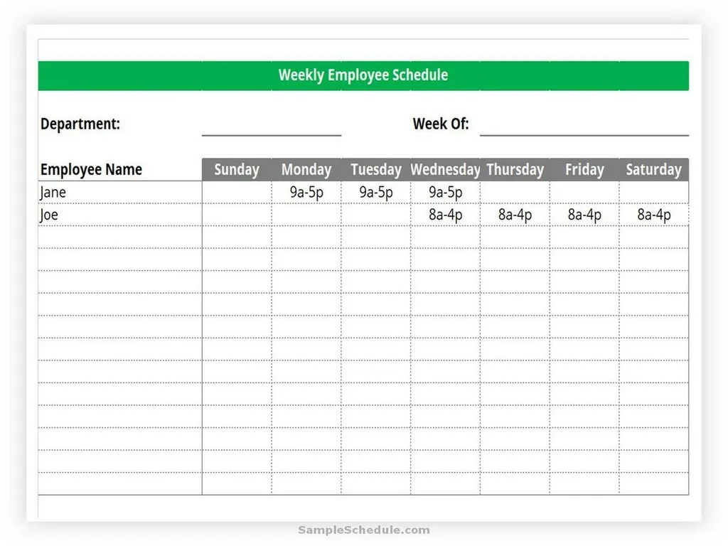 Weekly Employee Shift Schedule Template Excel 01