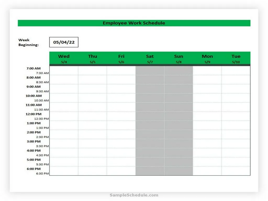 Weekly Employee Shift Schedule Template Excel 03