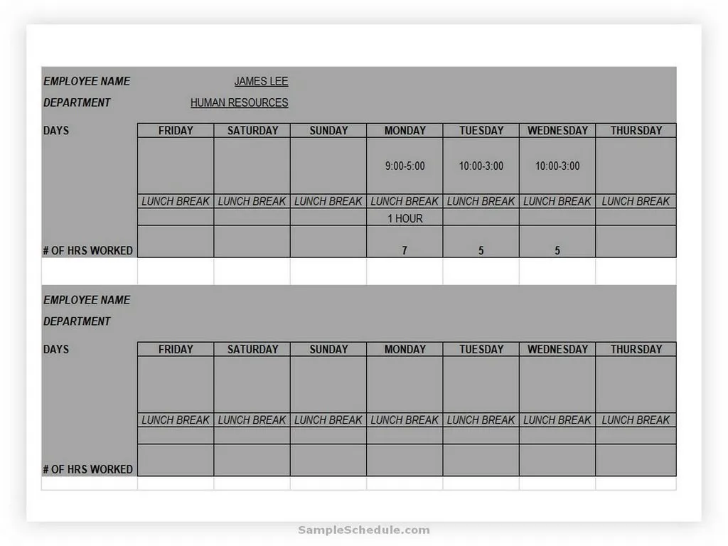 Weekly Employee Shift Schedule Template Excel 04