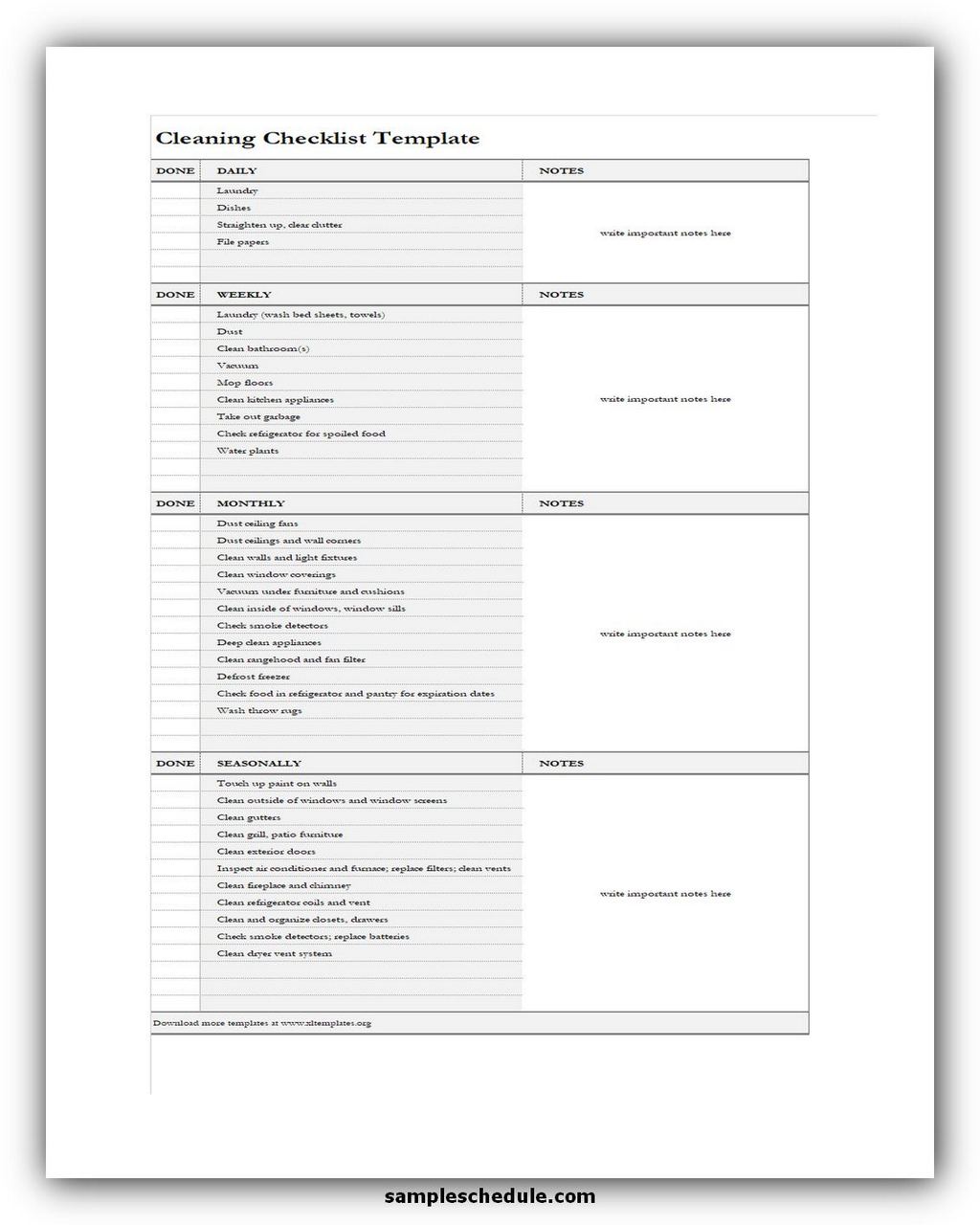 5-free-cleaning-checklist-template-excel-sample-schedule