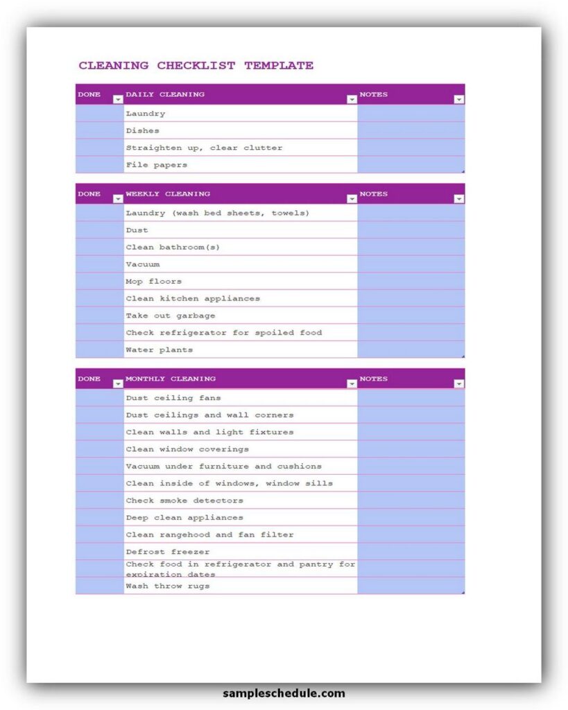 Cleaning Checklist Template Excel 02