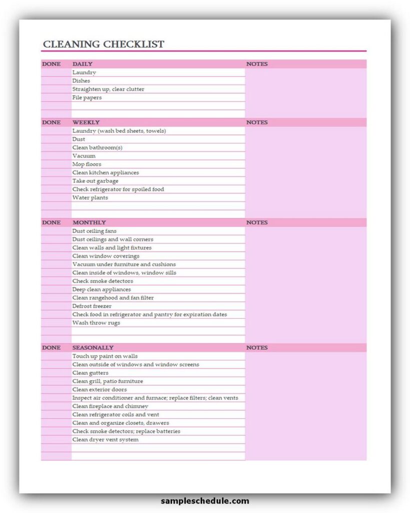 Cleaning Checklist Template Excel 03