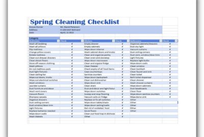 Cleaning Checklist Template Excel