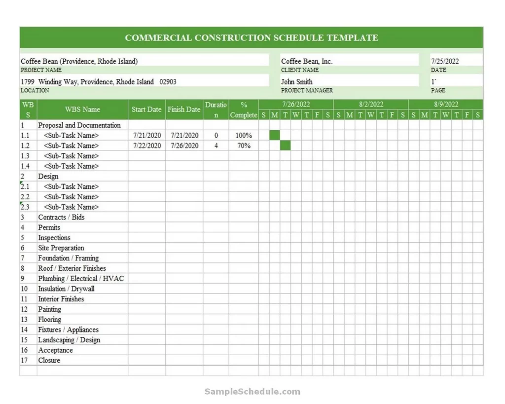 Commercial Construction Schedule Template 02
