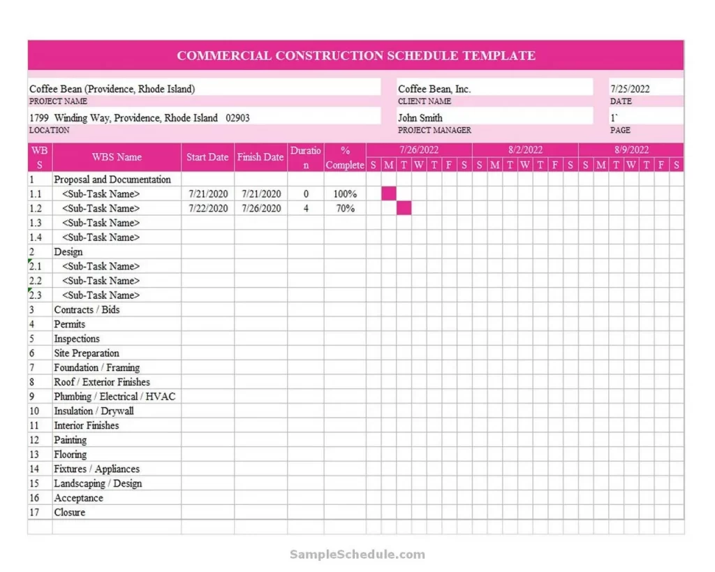 Commercial Construction Schedule Template 03