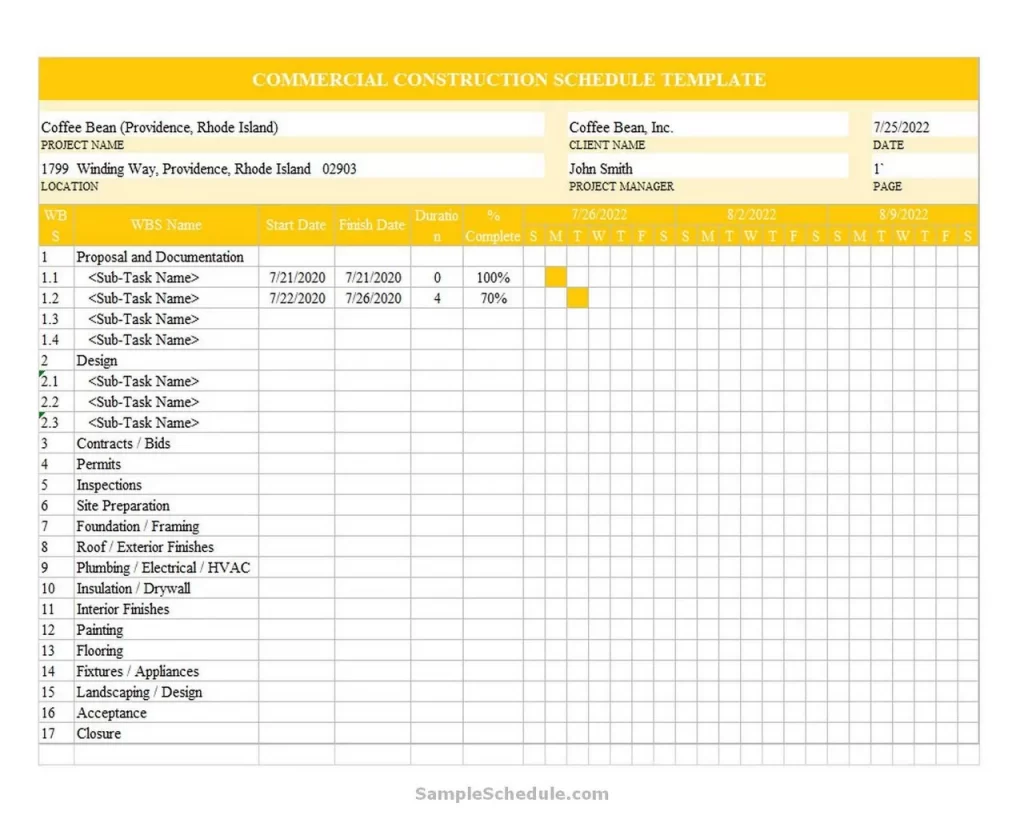 Commercial Construction Schedule Template 04