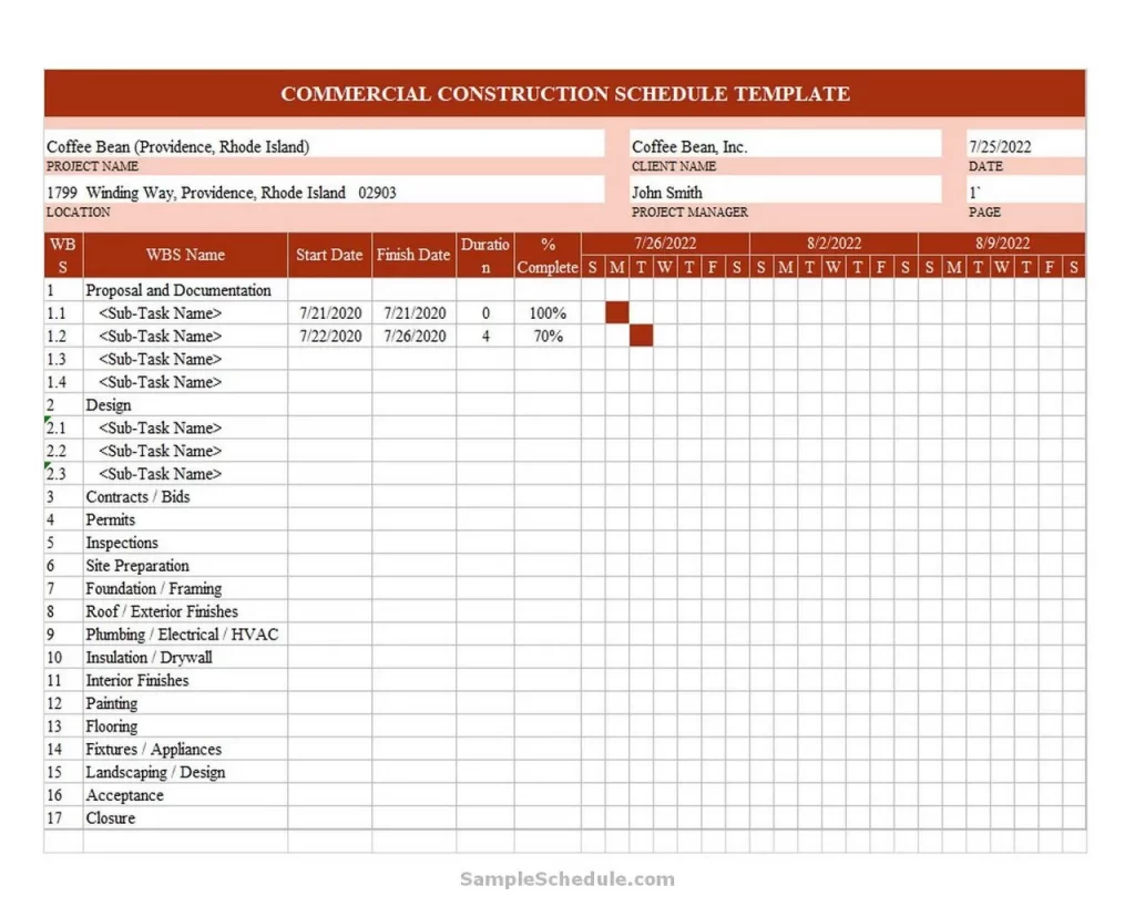Commercial Construction Schedule Template 05