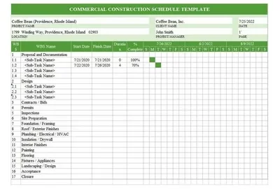 Commercial Construction Schedule Template Featured