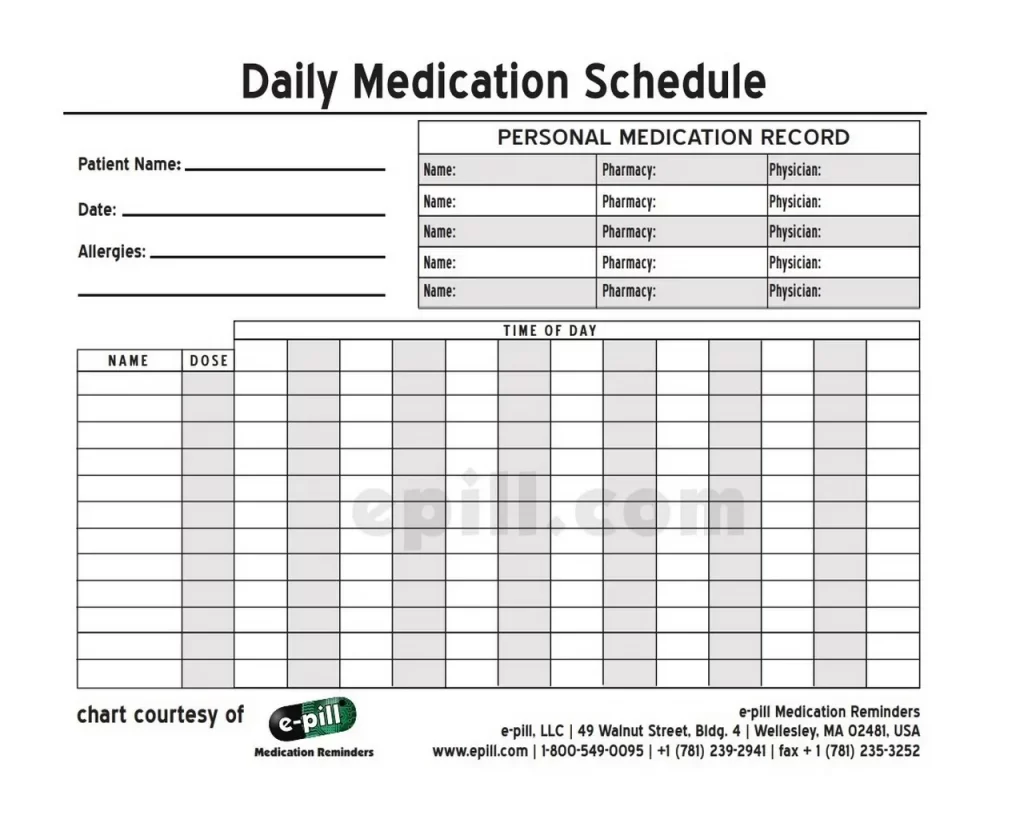 Daily Medication Schedule Template Excel