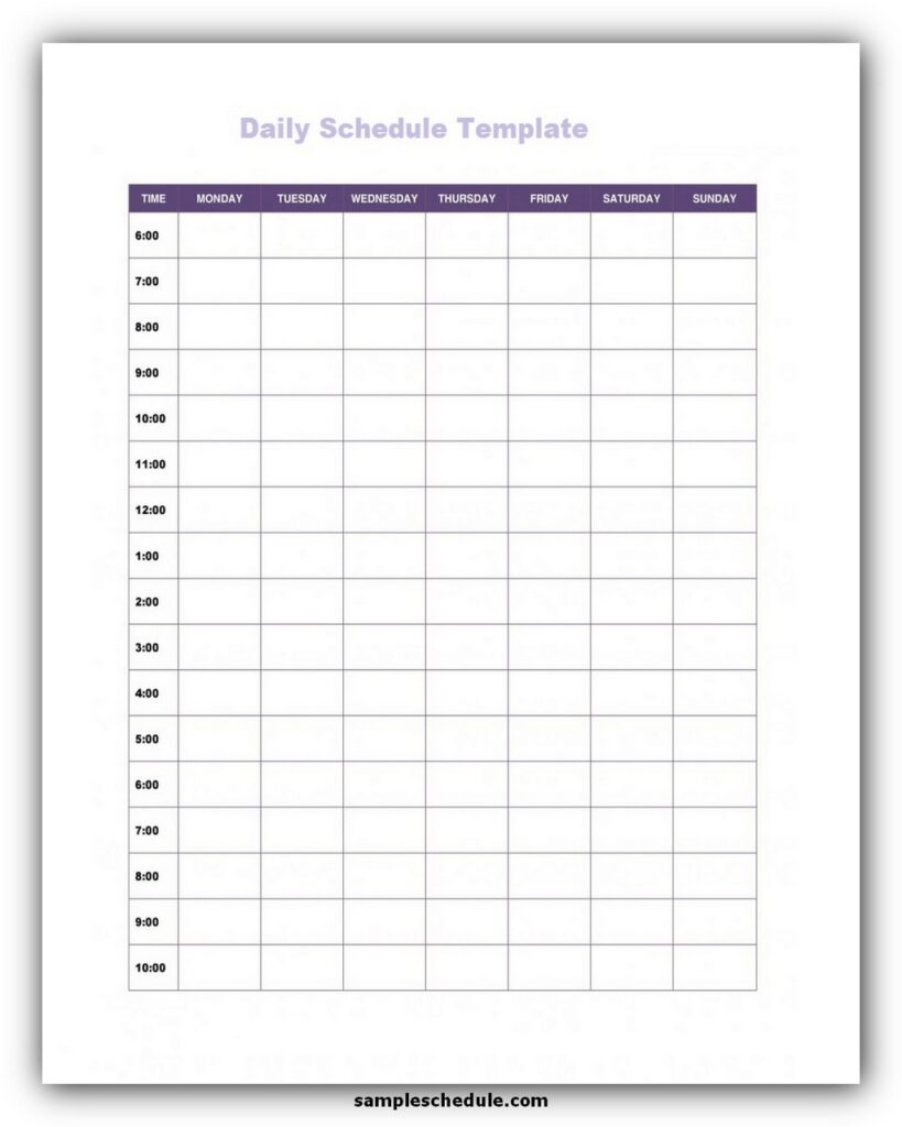 Daily Schedule Template 14