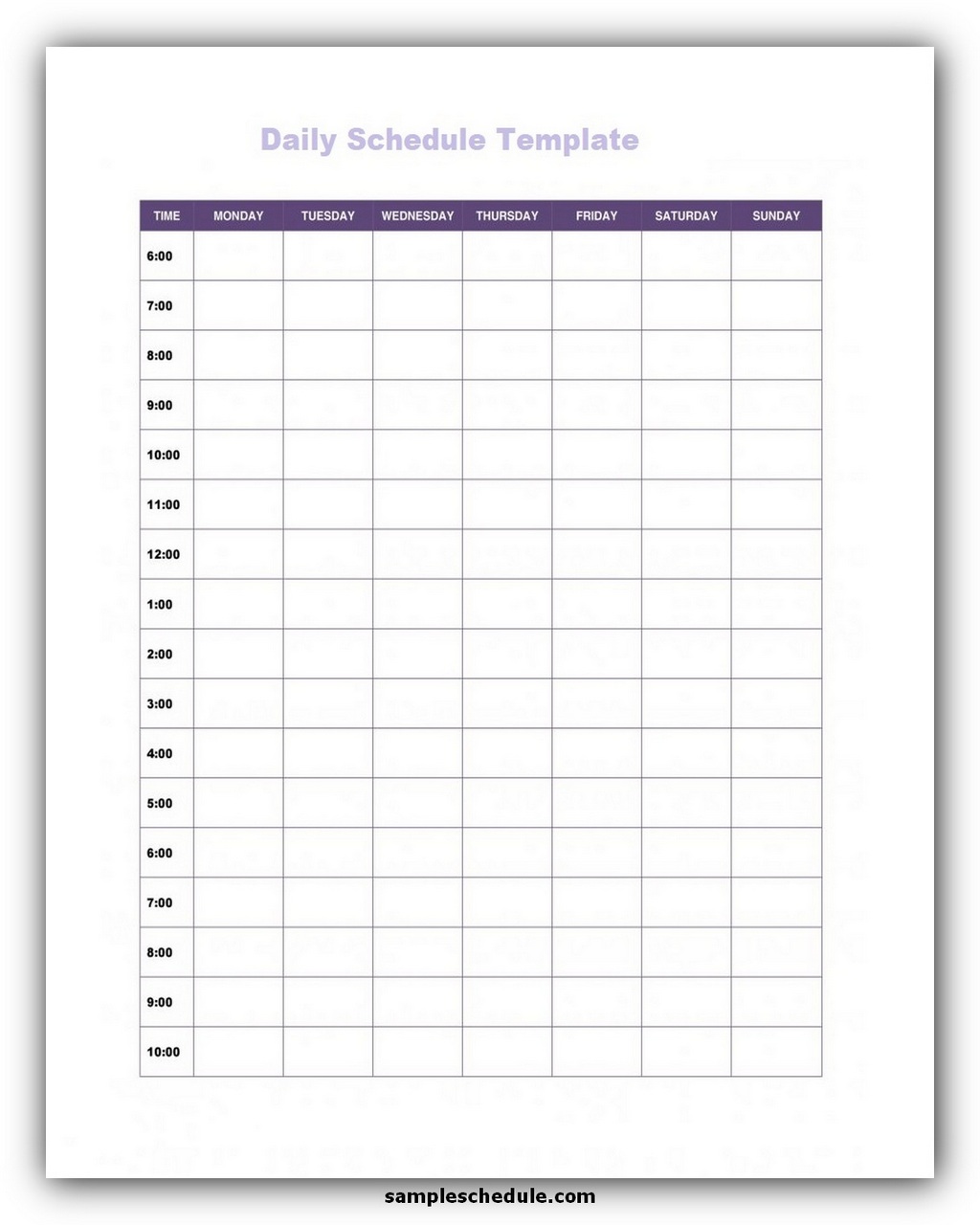 11+ Daily Schedule Template Excel Free sample schedule