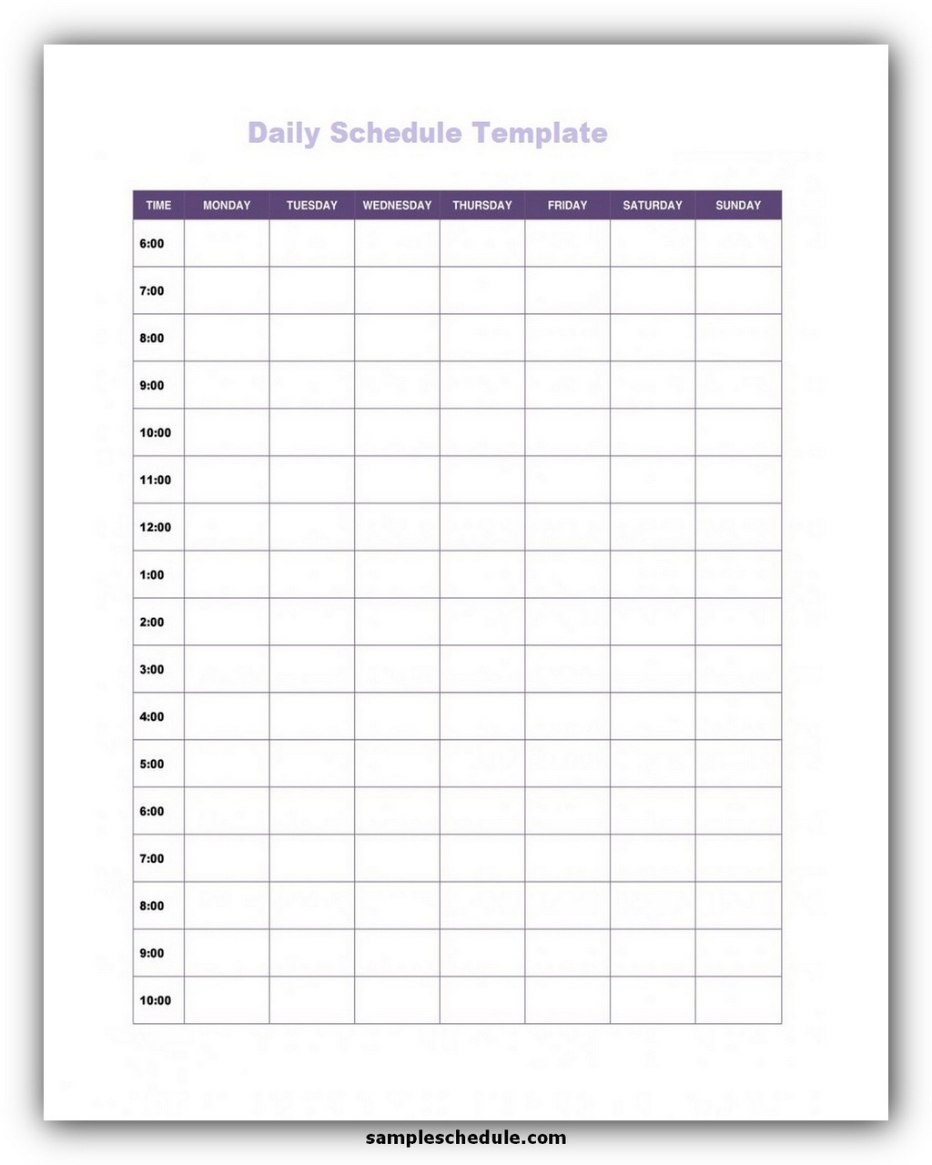 11 Daily Schedule Template Excel Free Sample Schedule
