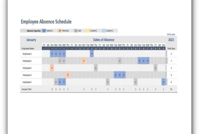 Employee Absence Schedule