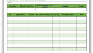 Equipment Maintenance Schedule Template