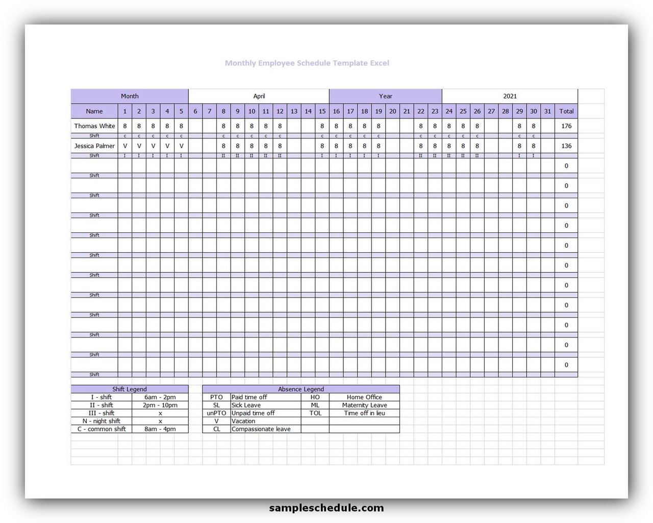 5 Perfect Monthly Employee Schedule Template Excel Sample Schedule