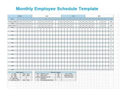 5 Perfect Monthly Employee Schedule Template Excel sample schedule 5 Perfect Monthly Employee Schedule Template Excel sample schedule