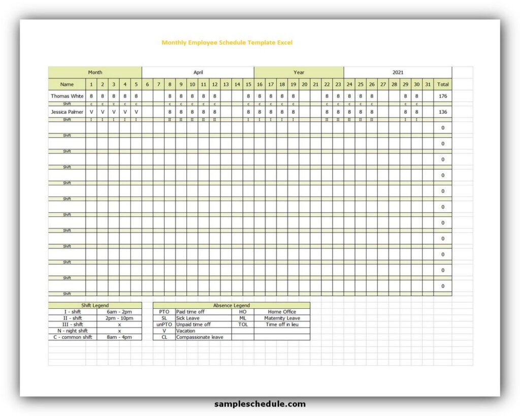 5 Perfect Monthly Employee Schedule Template Excel Sample Schedule