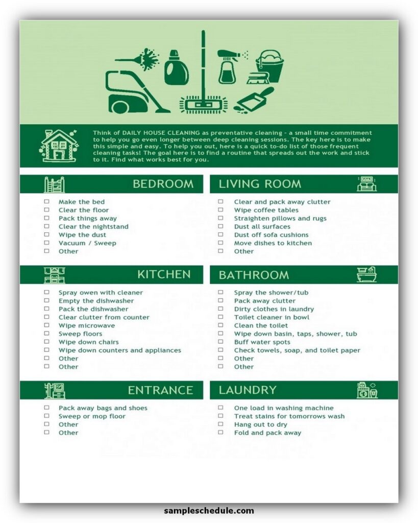 Professional House Cleaning Checklist Template 01