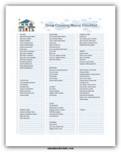 10+ Professional House Cleaning Checklist Template Free - sample schedule